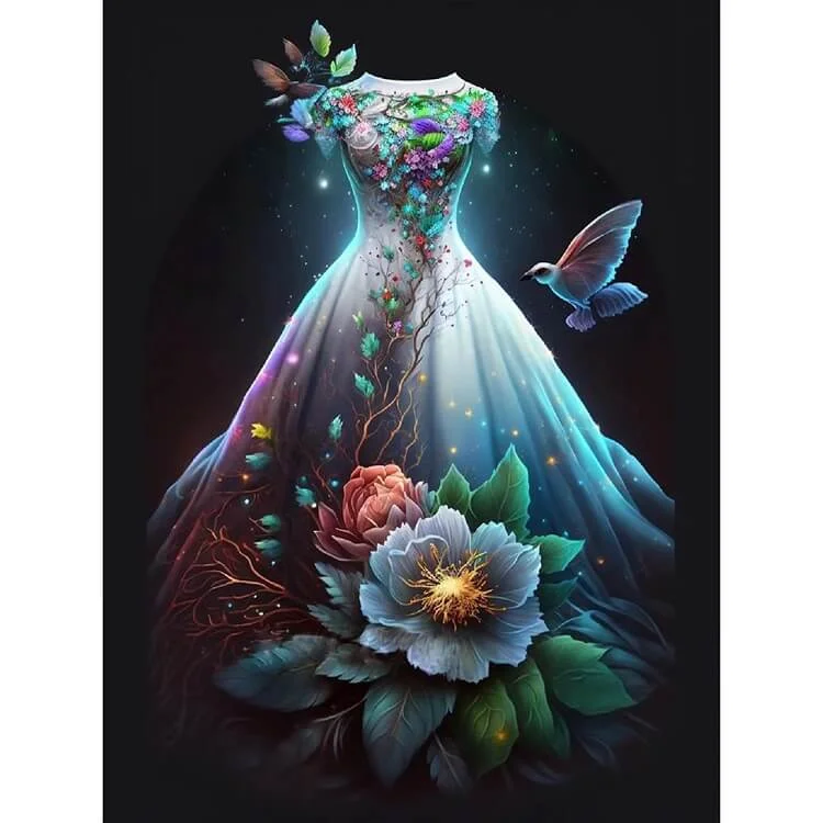 Diamond Painting - Full Round / Square - Wedding Dress With Pigeon