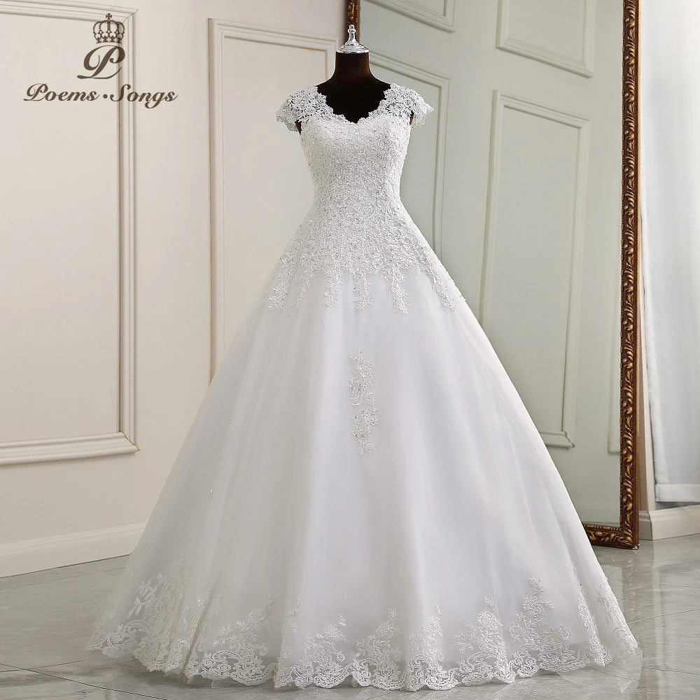 Elegant appliques V neck sleeveless  floor length wedding dress boho marriage