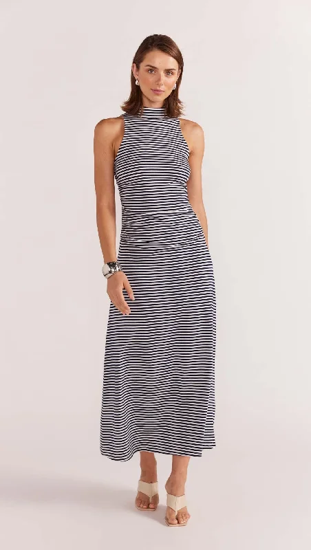 Staple the Label Elle Midi Dress - Navy/White