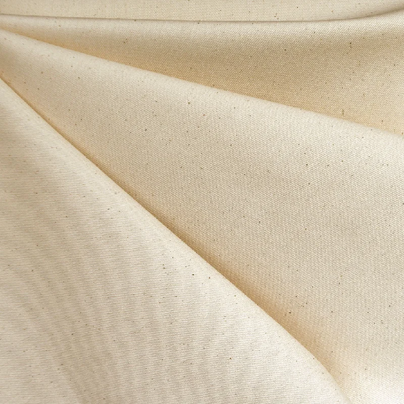 Mid Weight Undyed Stretch Cotton Denim Natural