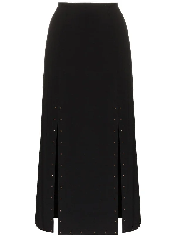 Studded slit midi skirt