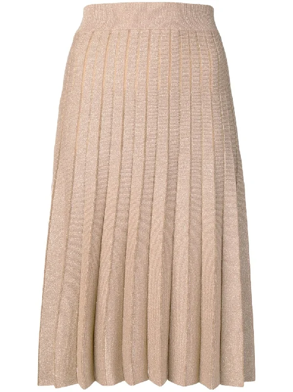 shimmer pleat4ed midi skirt