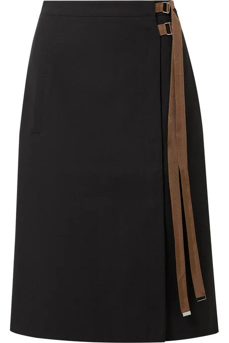 Anson grosgrain-trimmed crepe midi skirt