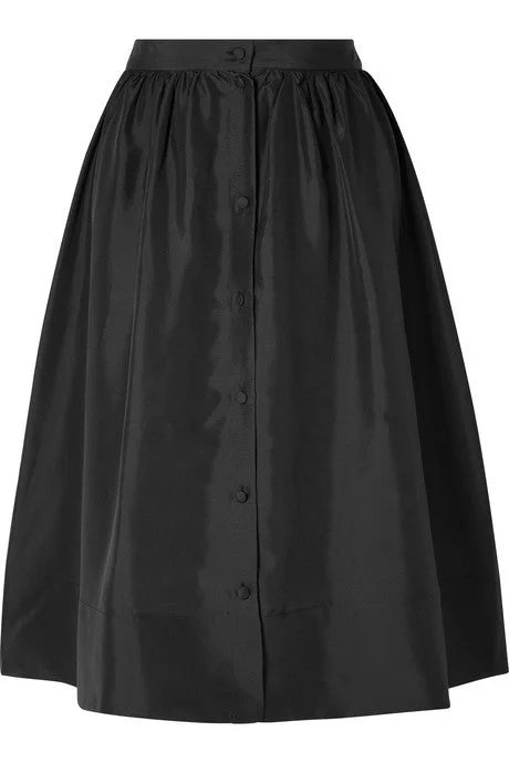 Nina silk-twill midi skirt