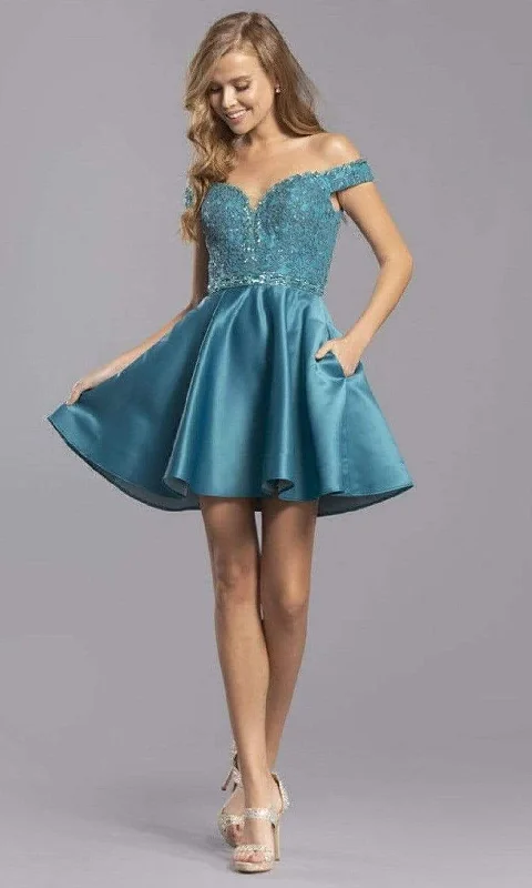 Trevi Collection - S2324 Lace Sweetheart Short Dress